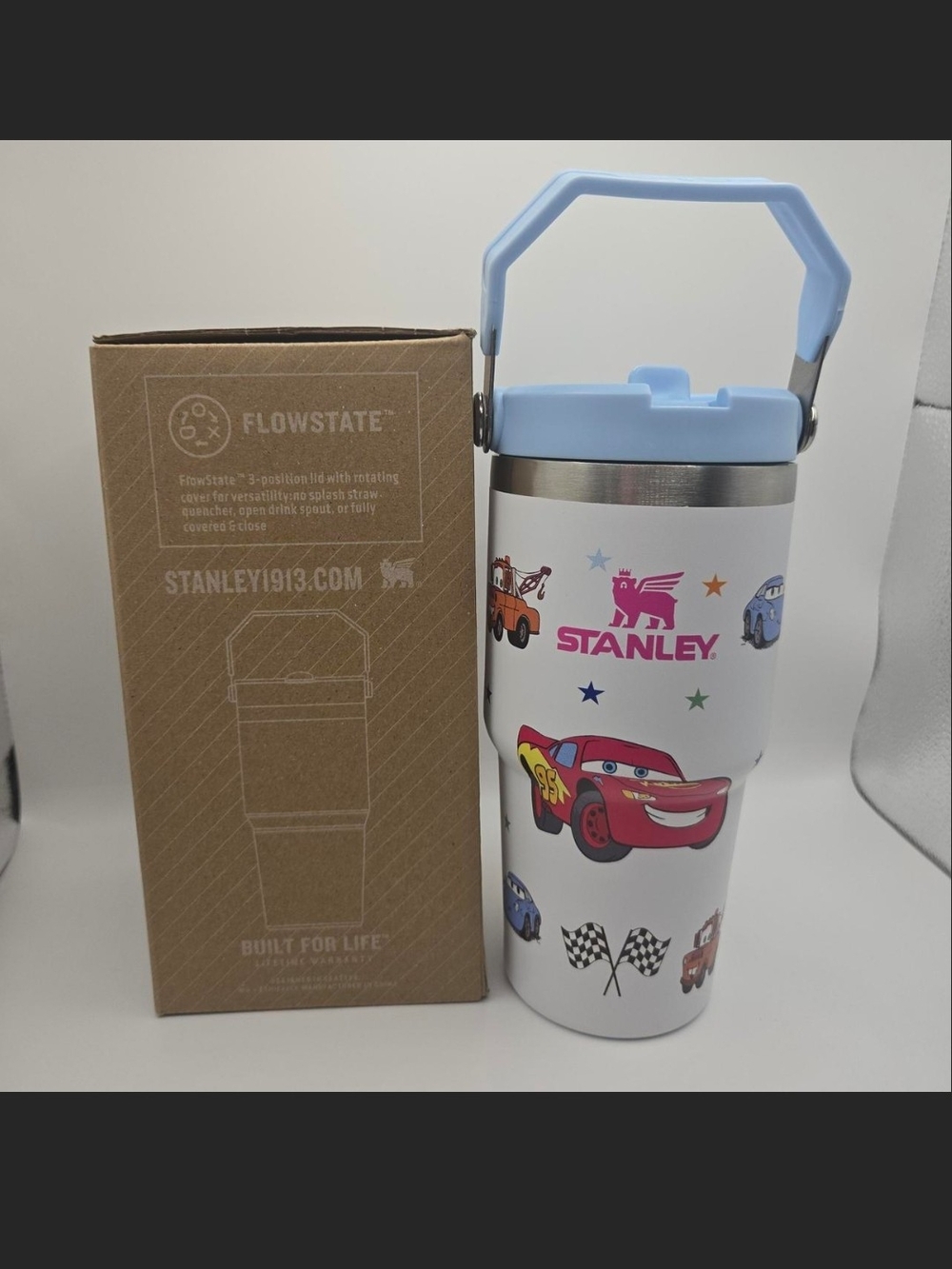 Kids Light Blue & White Cars Travel Bottle